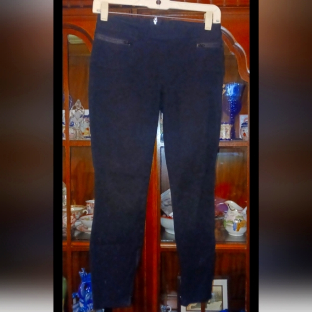 Gap Black Stretch Slim Pants Zip Pockets, Back, Ankle 00 EUC
